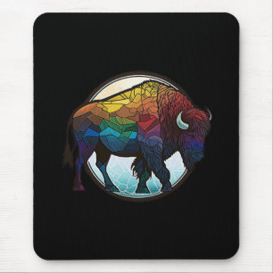 Buffalo Animal Portrait Gestaltetes Glas Kunst, Di Mousepad