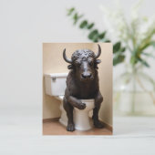 Buffalo auf der Toilette Postkarte (Stehend Vorderseite)