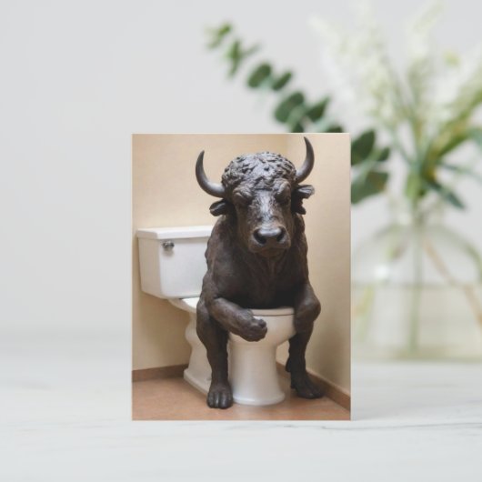 Buffalo auf der Toilette Postkarte (Stehend Vorderseite)