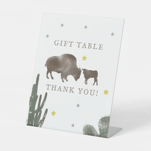 Buffalo Baby Shower Cactus Gift Table Sockelschild (Vorderseite)