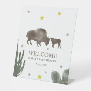 Buffalo Baby Shower Cactus Willkommen Sockelschild