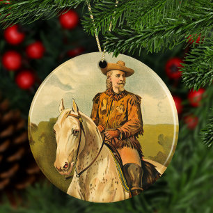 Buffalo Bill Cody zu Weihnachten am Pferd Keramik Ornament