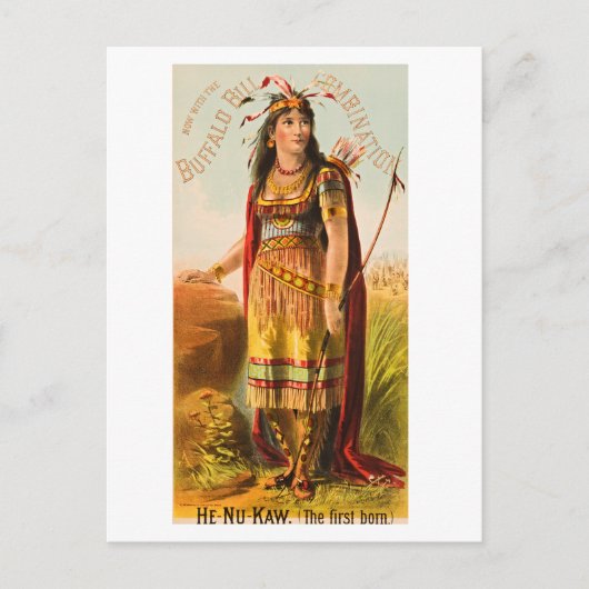 Buffalo Bill Handsomest Indian Maiden 1880er Postkarte (Vorderseite)