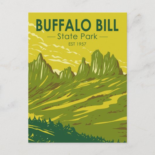 Buffalo Bill Staat Park Wyoming Vintag Postkarte (Vorderseite)