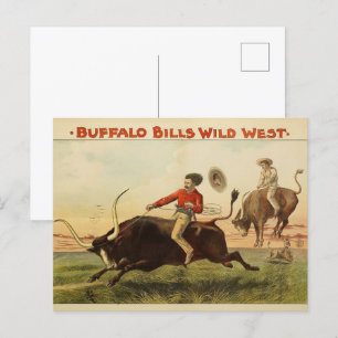 Buffalo Bill: Steer Riding 1889 Vintager Western Postkarte
