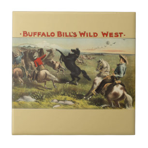 Buffalo Bill Wild West Cowboy Pferd Poster Fliese