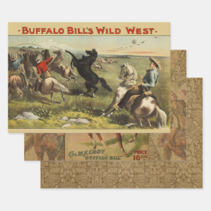 Buffalo Bill Wild West Cowboy Pferd Poster Geschenkpapier Set