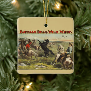 Buffalo Bill Wild West Cowboy Pferd Poster Keramikornament