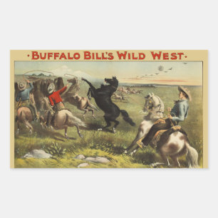 Buffalo Bill Wild West Cowboy Pferd Poster Rechteckiger Aufkleber