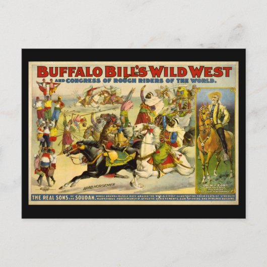 Buffalo Bill's Wild West Cowboys Poster Postkarte (Vorderseite)