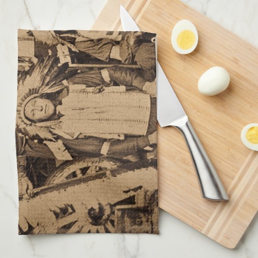 Buffalo Billwilde Westshow-Sioux-Leiter 1895 Geschirrtuch (Viertel Falte)