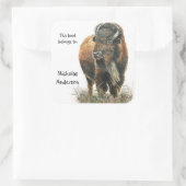 Buffalo Bison Animal Nature art Custom Buchzeichen Quadratischer Aufkleber (Tasche)