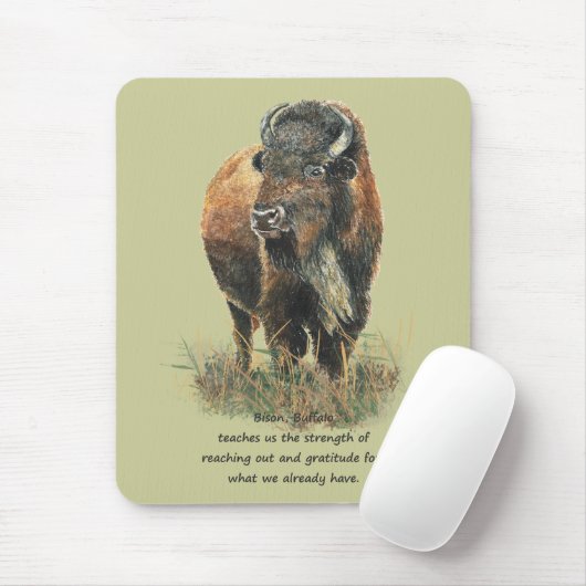 Buffalo Bison Animal Totem Spirit Guide Mousepad (Mit Mouse)