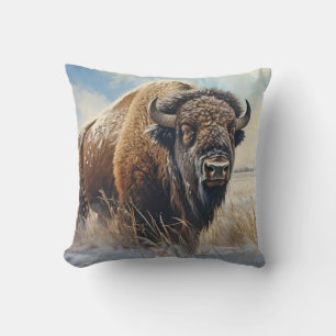 Buffalo Bison Animal Wildlife Wilderness Colorful Kissen
