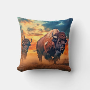 Buffalo Bison Animal Wildlife Wilderness Colorful Kissen