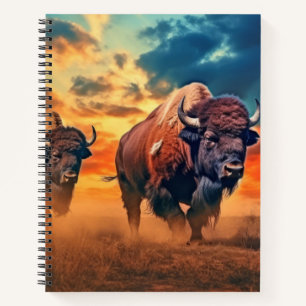 Buffalo Bison Animal Wildlife Wilderness Colorful Notizblock