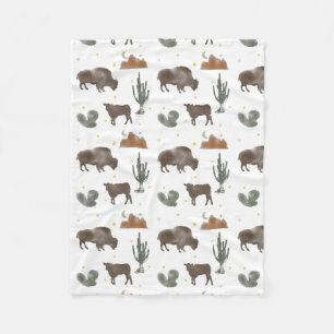 Buffalo Bison Baby Calf Wüste Cactus Stars Fleecedecke