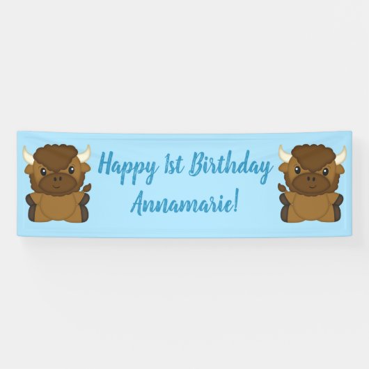 Buffalo Bison Birthday Party Banner (Horizontal)