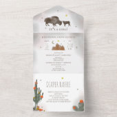 Buffalo Bison Cacti Diaper Raffle Girl Baby Dusche All In One Einladung (Innen Boden)