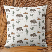 Buffalo Bison Cactus Desert Moon Kissen