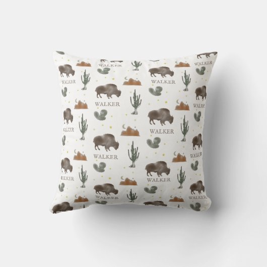 Buffalo Bison Cactus Desert Moon Kissen (Rückseite)