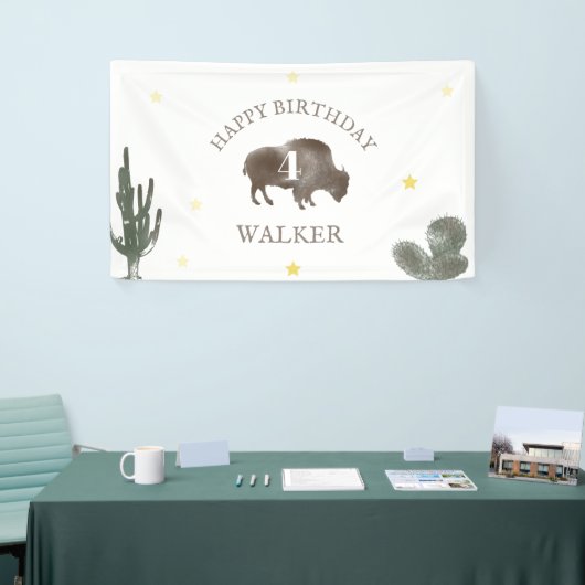 Buffalo Bison Cactus Desert Ranch Western Geburtst Banner (Messeveranstaltung)