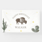 Buffalo Bison Cactus Desert Ranch Western Geburtst Banner (Horizontal)