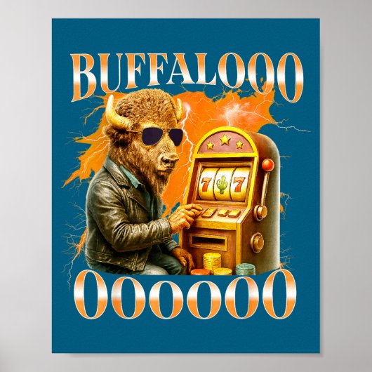Buffalo Bison Casino Slot Machine Funny Gambling B Poster (Vorne)