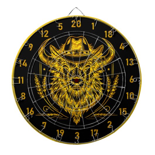Buffalo Bison Dartboard mit Cowboy Hat Dartscheibe (vorne)