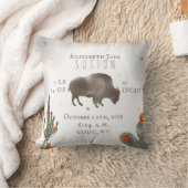 Buffalo Bison Desert Cacti Baby Birth Stats Floral Kissen (Decke)