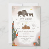 Buffalo Bison Desert Cactus Girl Baby Dusche Einladung (Vorderseite)
