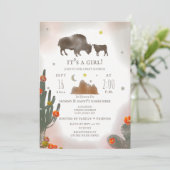 Buffalo Bison Desert Cactus Girl Baby Dusche Einladung (Stehend Vorderseite)
