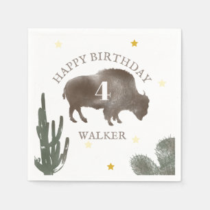 Buffalo Bison Desert Cactus Ranch Western Geburtst Serviette