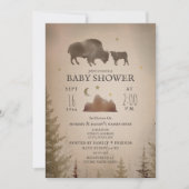 Buffalo Bison Desert Evergreen Baby Dusche Rustika Einladung (Vorderseite)