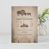 Buffalo Bison Desert Evergreen Baby Dusche Rustika Einladung (Stehend Vorderseite)