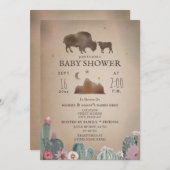 Buffalo Bison Desert Floral Girl Babydusche Einladung (Vorne/Hinten)