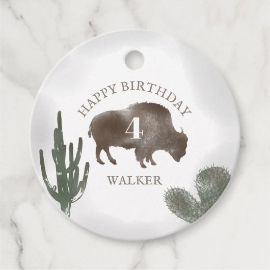 Buffalo Bison Desert Ranch Cactus Western Birthday Geschenkanhänger (Vorderseite)