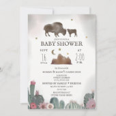 Buffalo Bison Floral Cactus Girl Baby Shower Einladung (Vorderseite)
