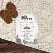 Buffalo Bison Floral Cactus Girl Baby Shower Einladung
