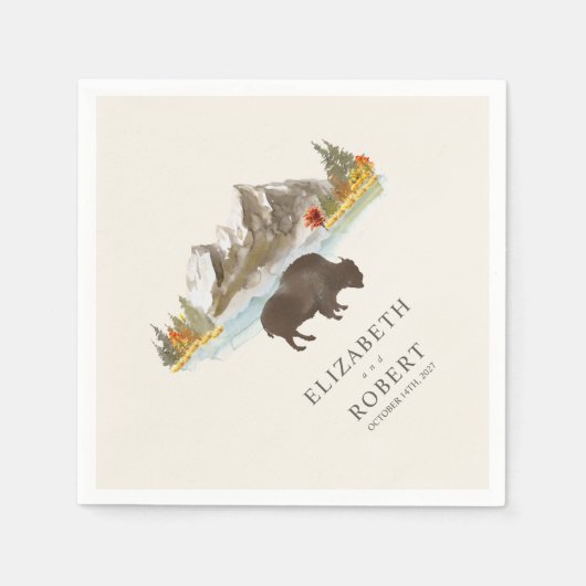 Buffalo Bison Herbsthochzeit Serviette (Vorderseite)