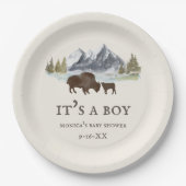 Buffalo Bison Mountains Babydusche Pappteller (Vorderseite)