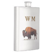 Buffalo Bison on Stainless Steel Flask Monogrammie Flachmann (Rechts)