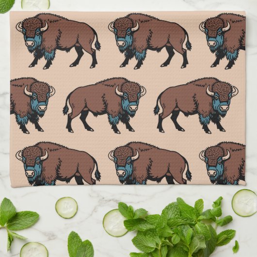 Buffalo Bison Pattern Geschirrtuch (Gefaltet)