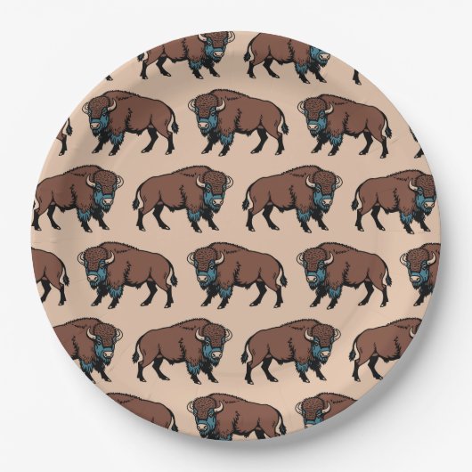 Buffalo Bison Pattern Pappteller (Vorderseite)