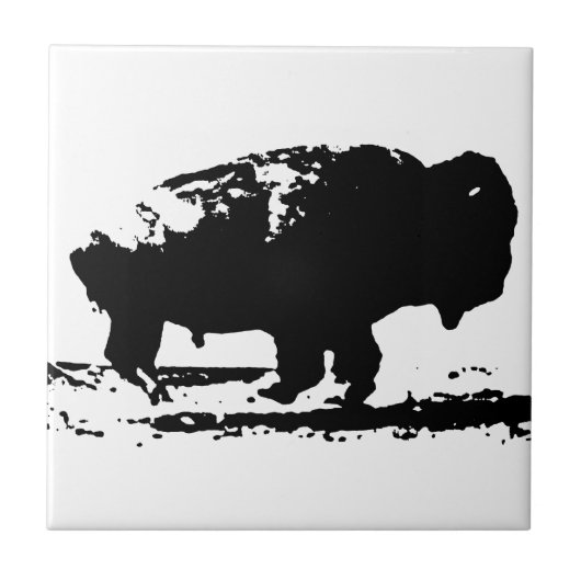 Buffalo Bison Pop Art Fliese (Vorderseite)