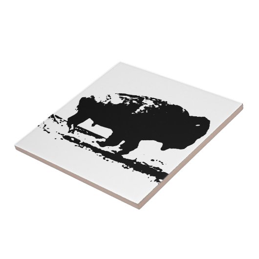 Buffalo Bison Pop Art Fliese (Seite)