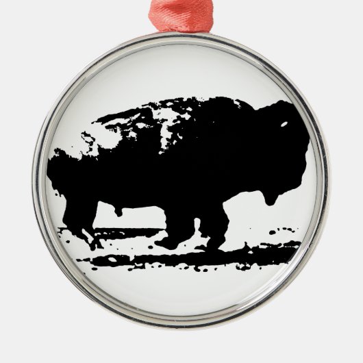 Buffalo Bison Pop Art Ornament Aus Metall (Vorne)