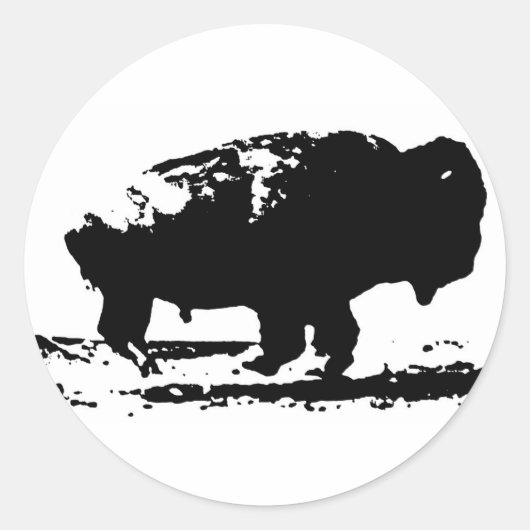 Buffalo Bison Pop Art Runder Aufkleber (Vorderseite)