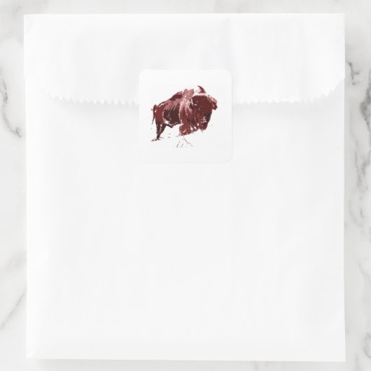 Buffalo - Bison Quadratischer Aufkleber (Tasche)