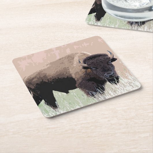 Buffalo / Bison Rechteckiger Pappuntersetzer (angewinkelt)